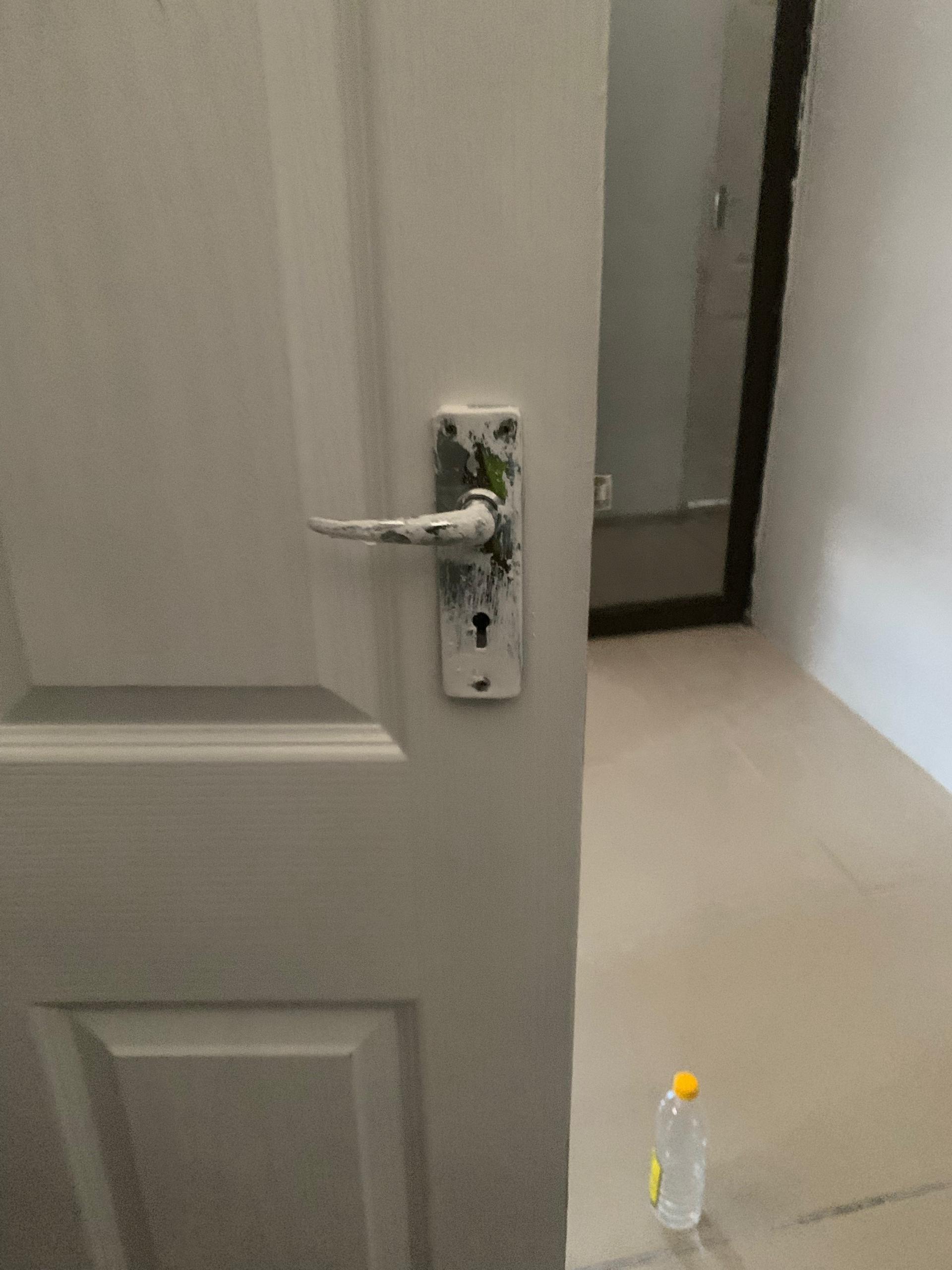 Post-Construction Door Handle Restoration - Before cleaning